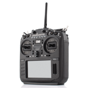 A radioMaster TX16S Mark II Max in color carbon fiber black and with V4.0 Hall gimbals